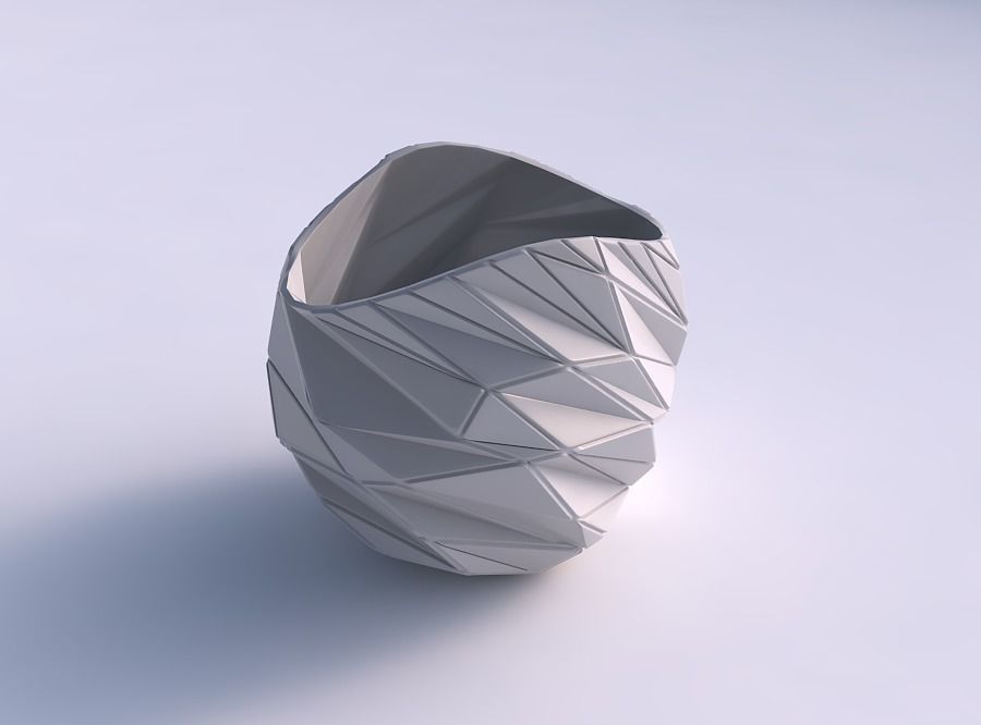 Bowl compressed 3 with twisted random triangle plates 3D print model_0