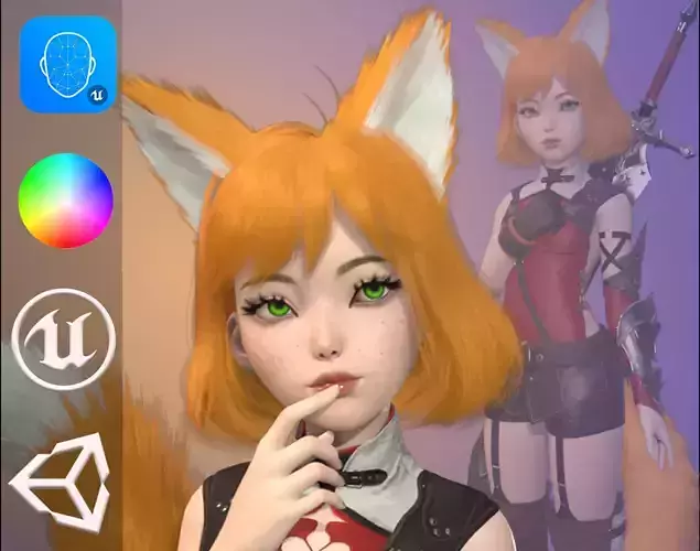 Fox Girl Low-poly 3D model