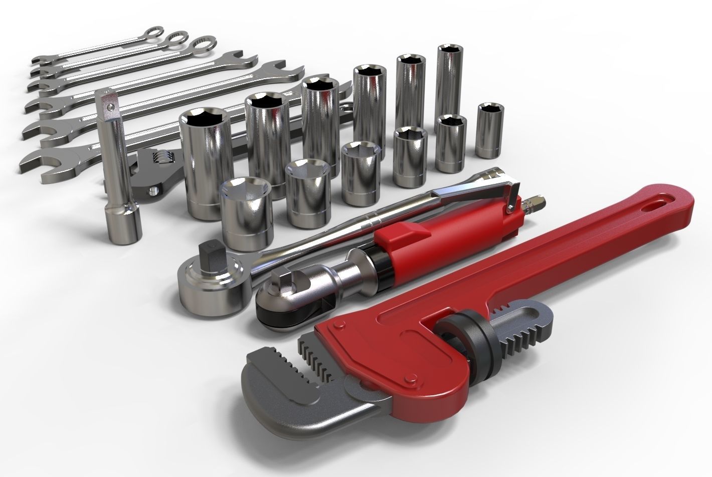 Wrenches hand tools 3d model 3D model_3
