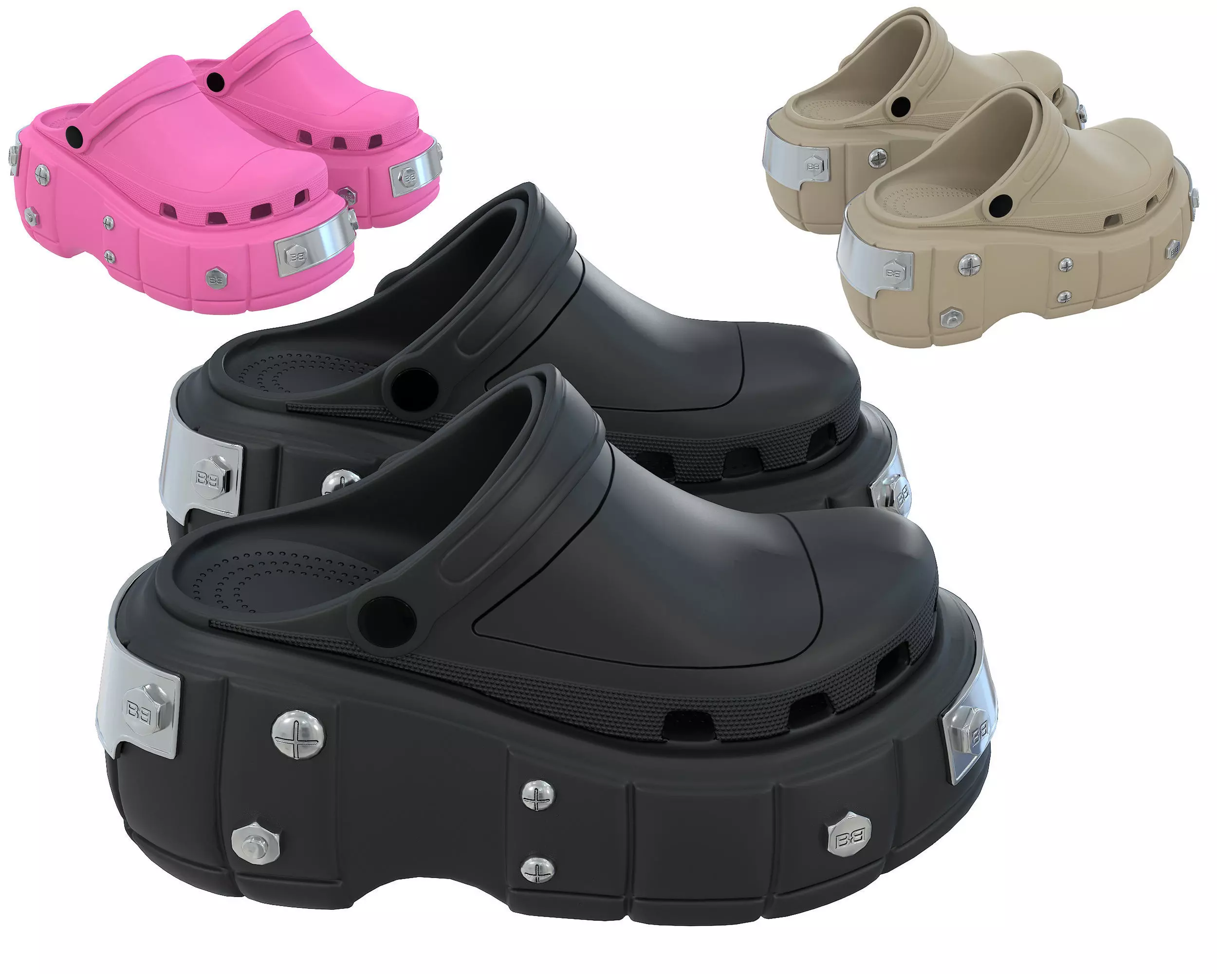 3D model Balenciaga x Crocs Hardcrocs Sandals Sneakers VR / AR