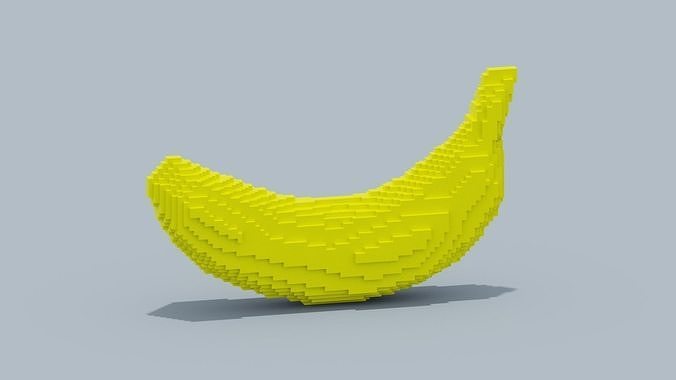 Voxel Banana Low-poly 3D model