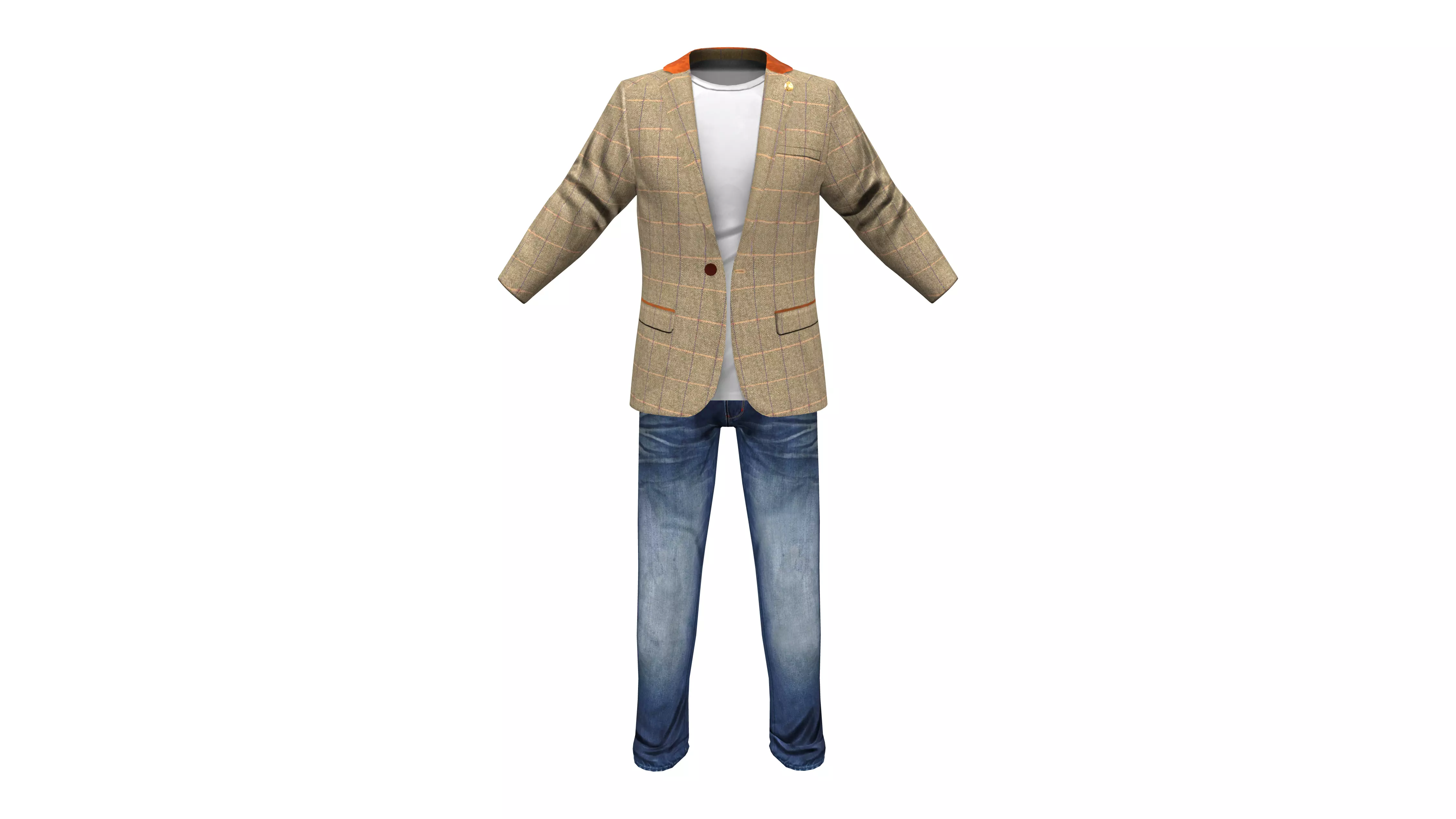 Men Tweed Jacket Outfit Low-poly 3D model