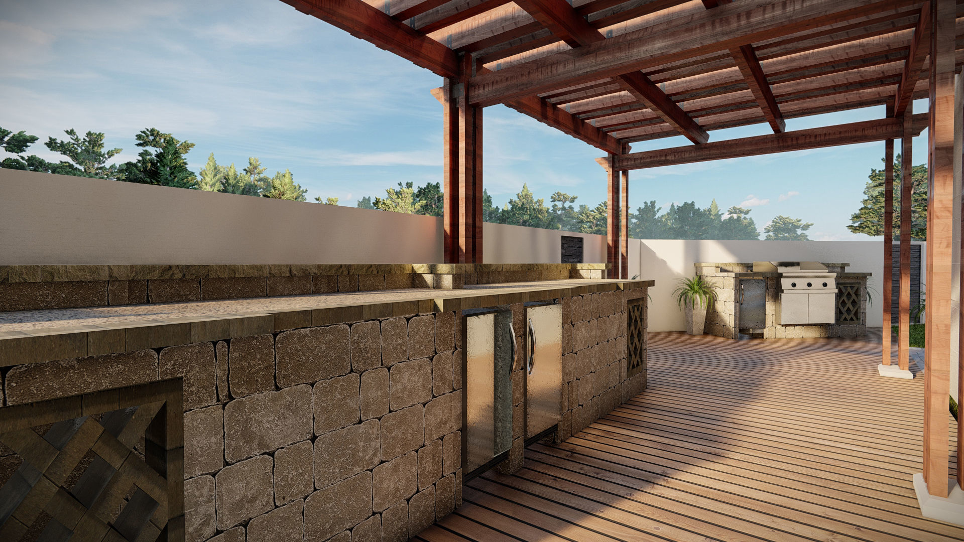 Landscape design of luxury house render in Lumion  Low-poly 3D model_7