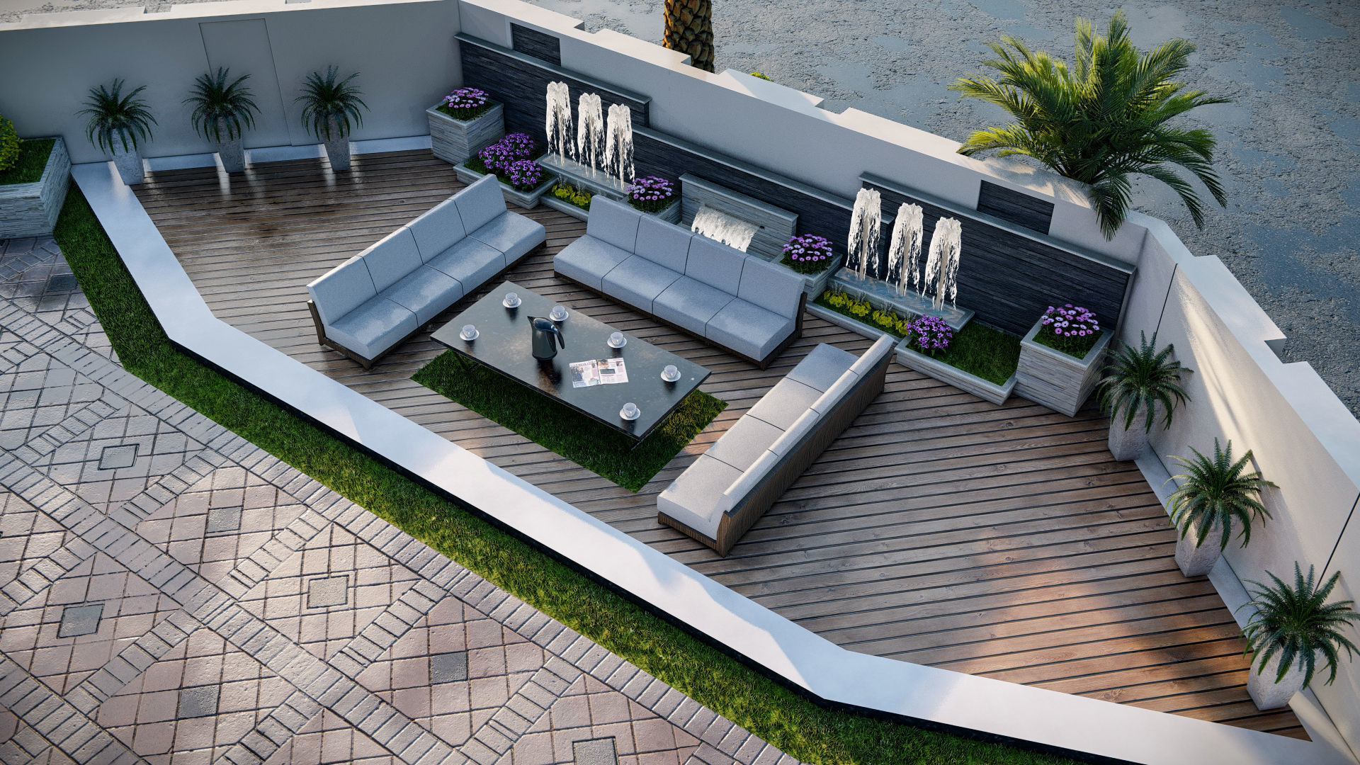 Landscape design of luxury house render in Lumion  Low-poly 3D model_2
