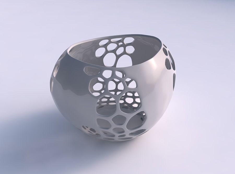 Bowl compressed 2 with organic lattice and solid centers 3D print model_0