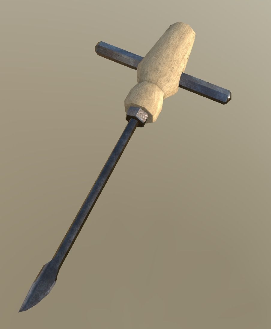 Low-Poly Medieval Drill Editorial License Low-poly 3D model_3