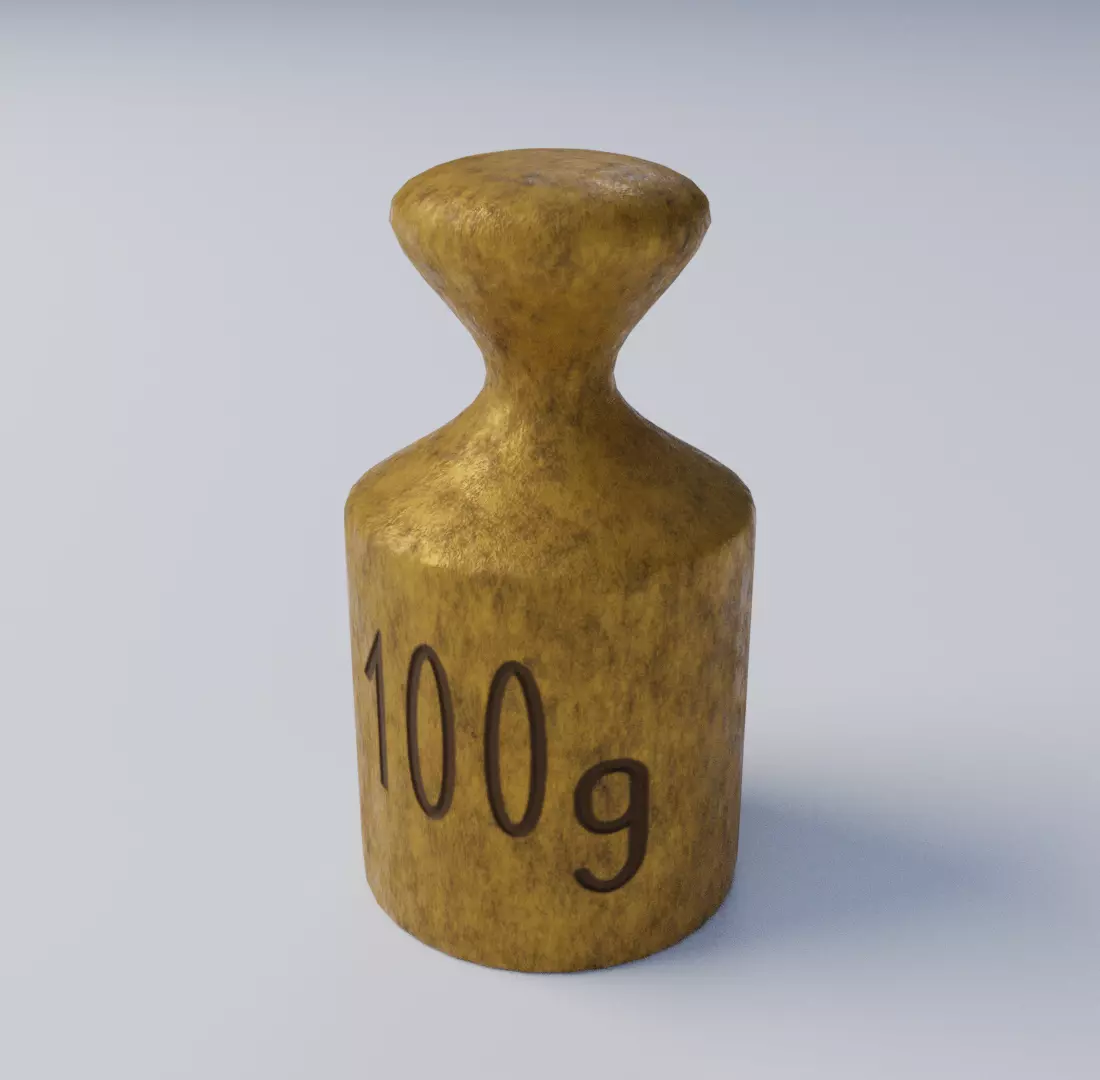 Weight wooden with number 3D model_0