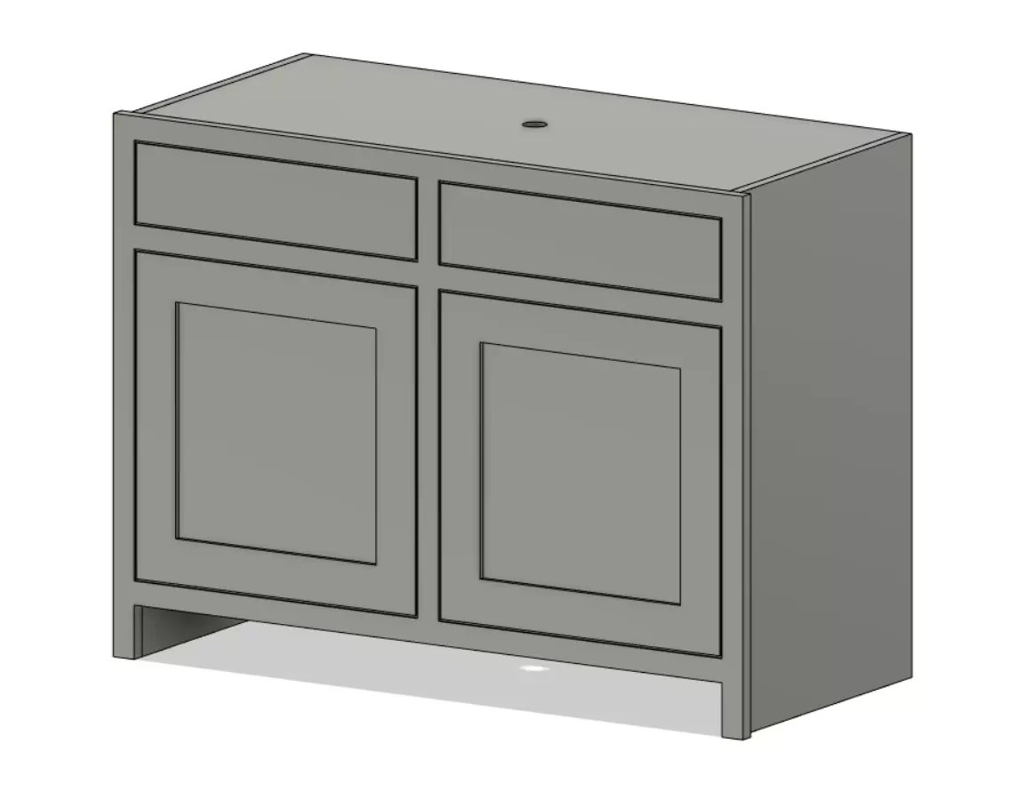 Shaker Style Kitchen Cabinet Double Door Drawer Traditional 3D print model_0