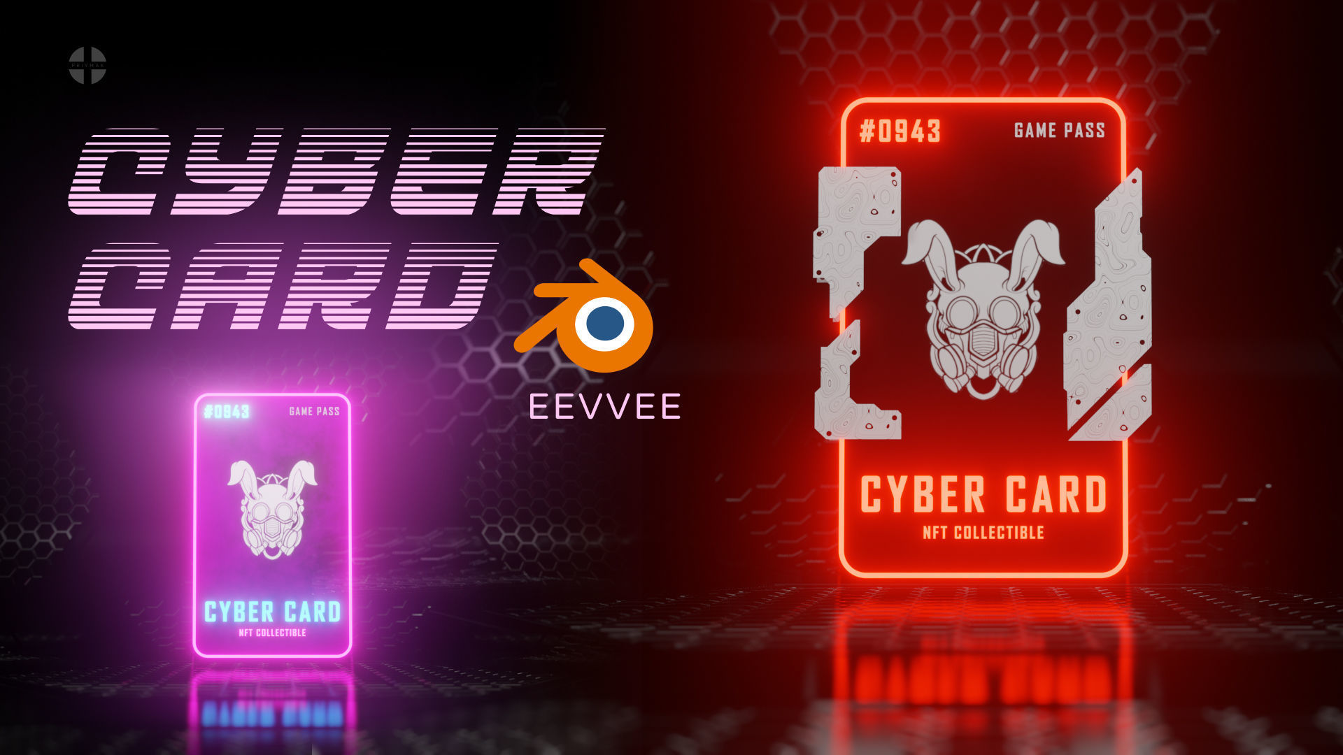 CYBER punk card template for Blender Eevvee render 3D model_5