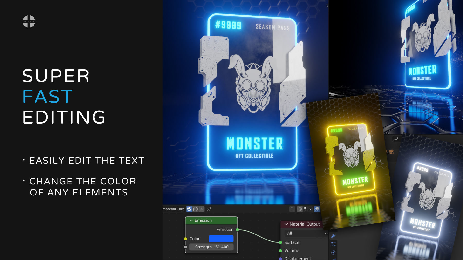 CYBER punk card template for Blender Eevvee render 3D model_2