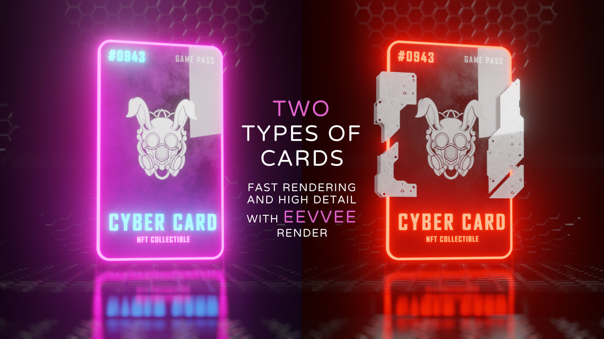 CYBER punk card template for Blender Eevvee render 3D model_3