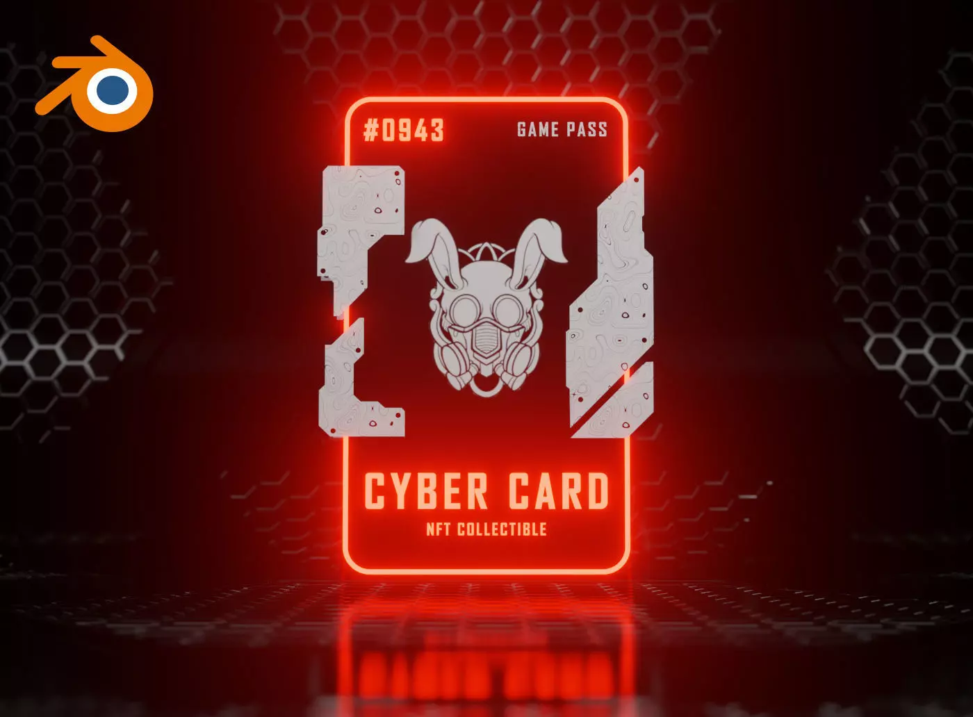 CYBER punk card template for Blender Eevvee render 3D model_0