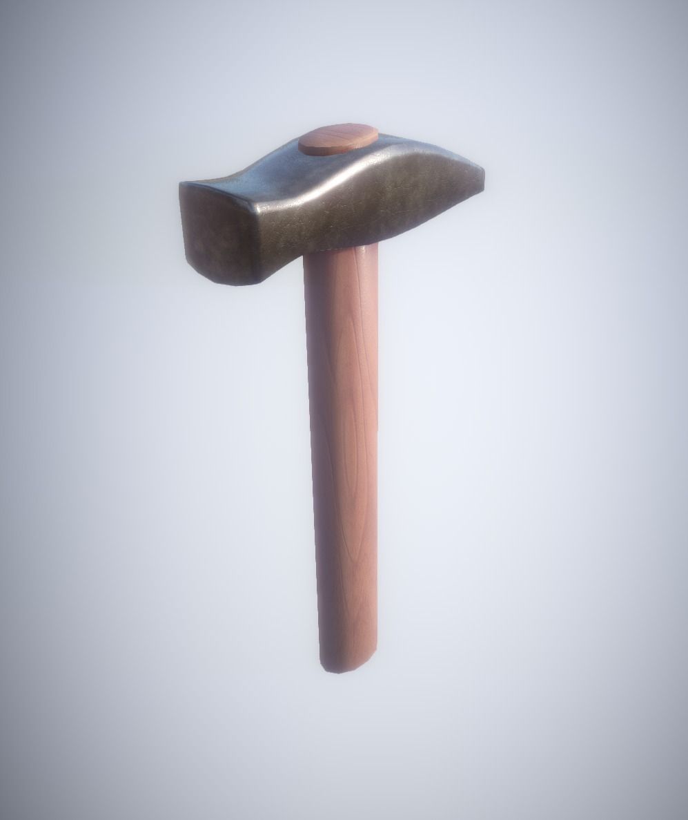 Low-Poly Blacksmith Hammer Editorial License Low-poly 3D model_2