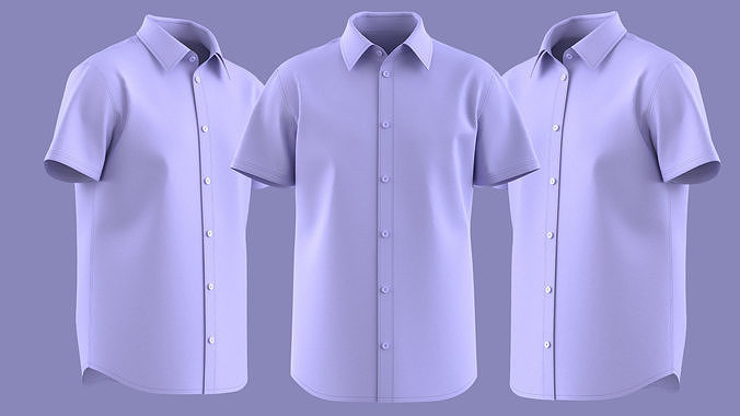 Men Slim Fit Casual Short Sleeve Shirt Design 3D model
