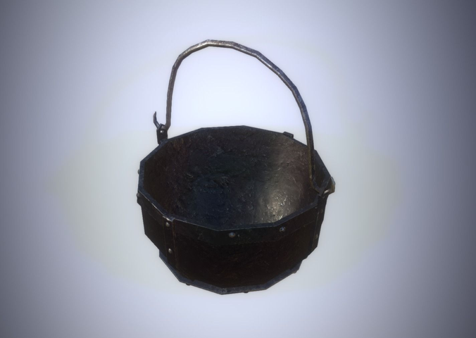 Low-Poly Blacksmith Witch Cauldron Editorial License Low-poly 3D model