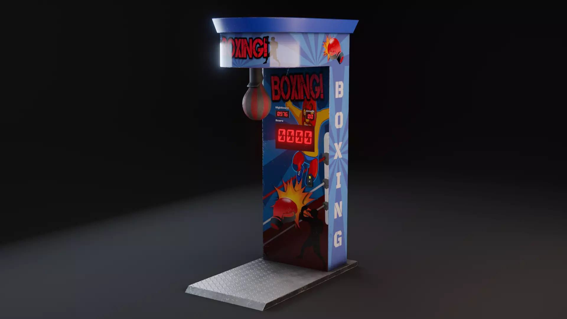 Boxing Arcade Machine -  Retro Game Ready  Low-poly 3D model_0