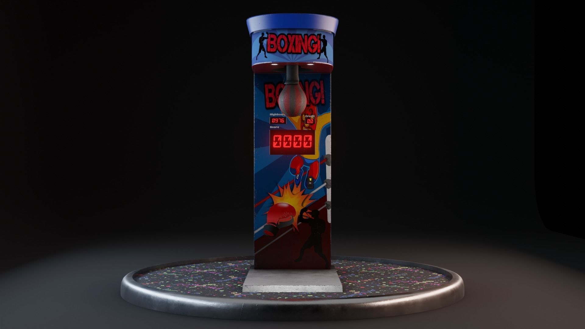 Boxing Arcade Machine -  Retro Game Ready  Low-poly 3D model_6