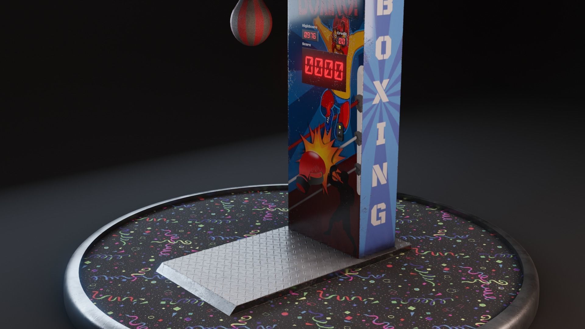 Boxing Arcade Machine -  Retro Game Ready  Low-poly 3D model_5