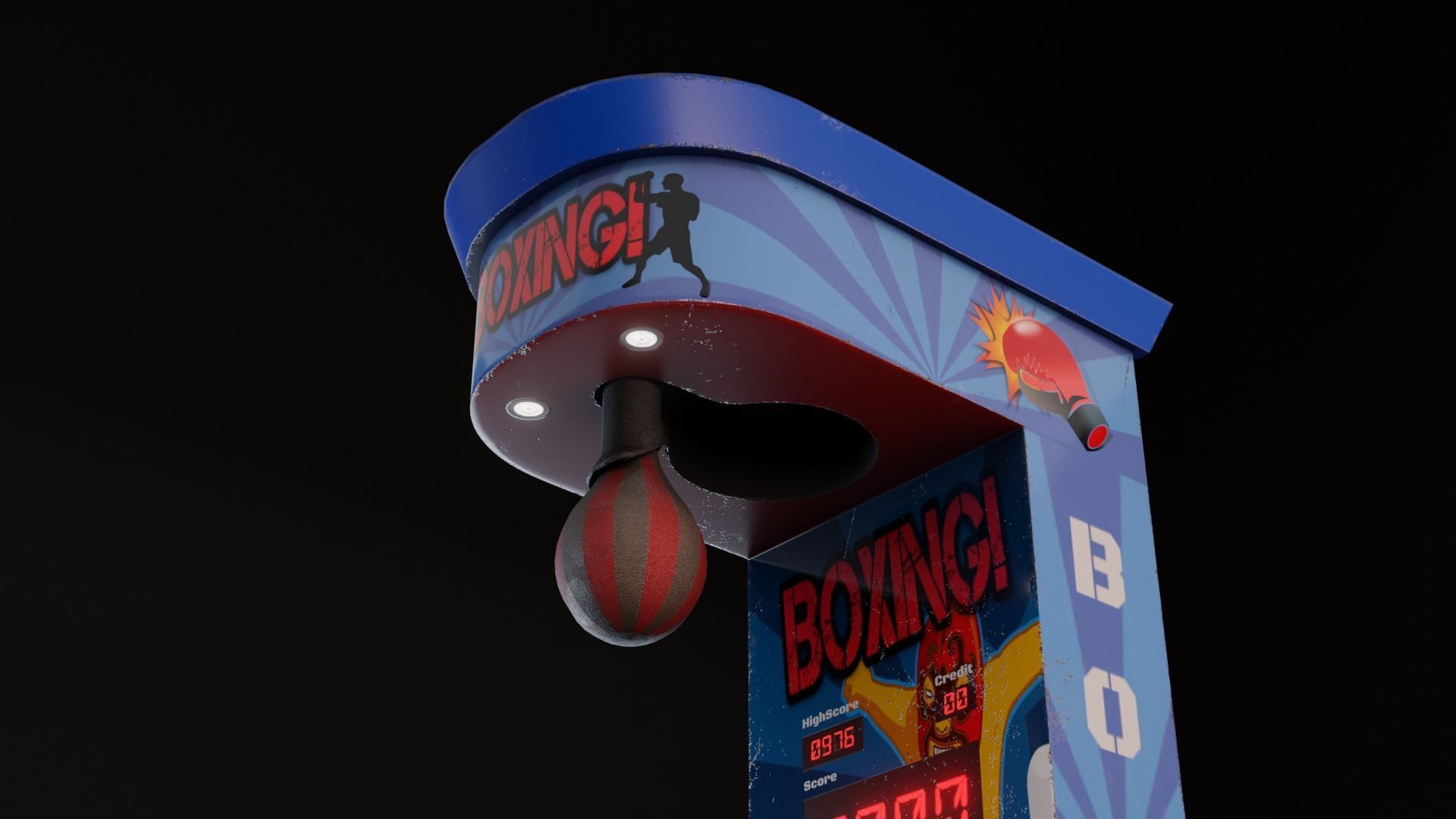 Boxing Arcade Machine -  Retro Game Ready  Low-poly 3D model_2