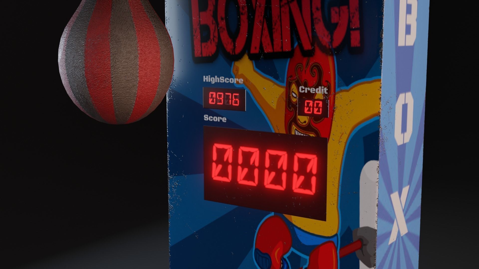 Boxing Arcade Machine -  Retro Game Ready  Low-poly 3D model_3