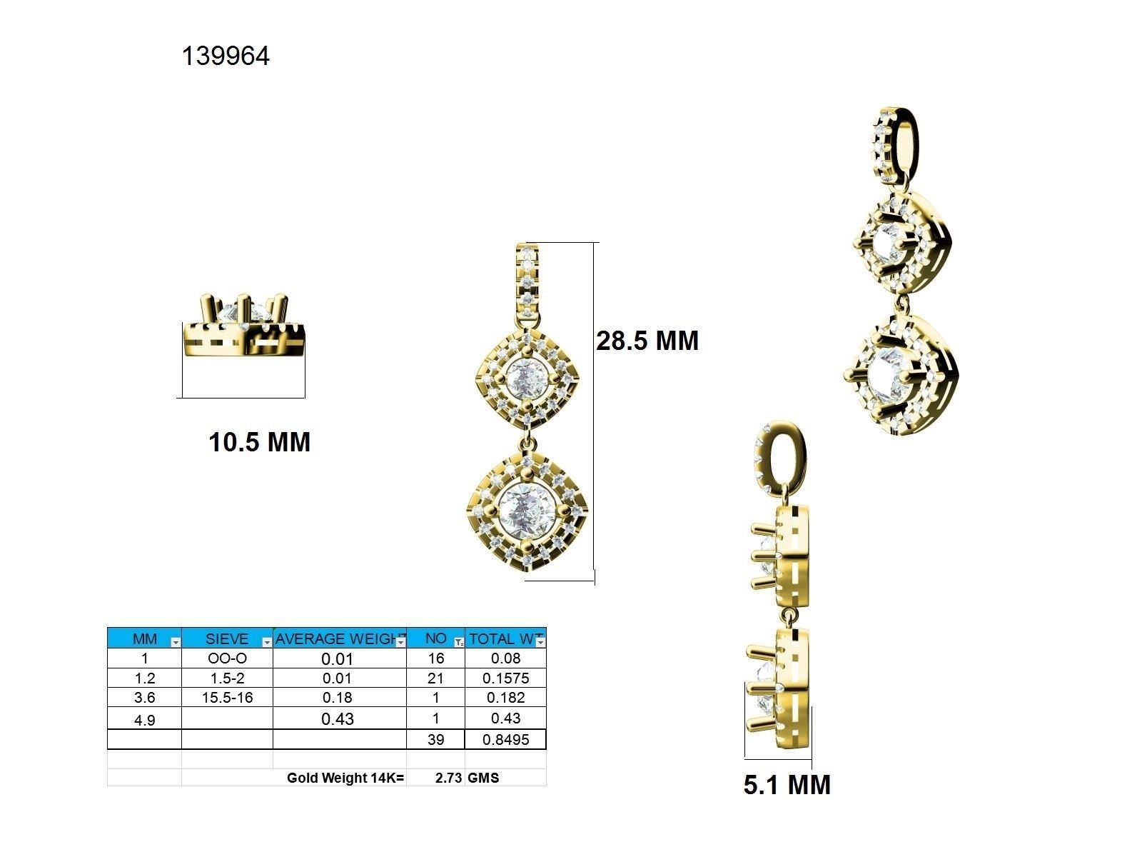 Women solitaire pendant 3dm stl jcd render details  3D print model_2