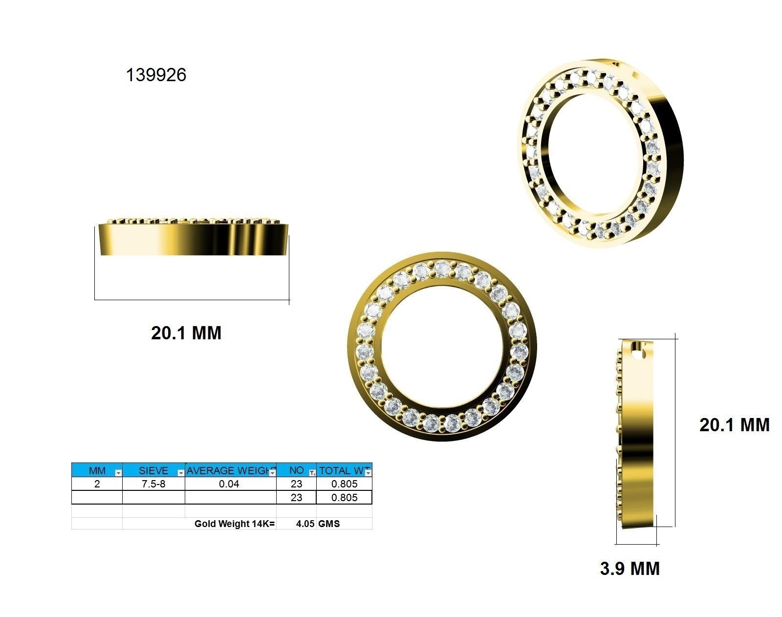 Women round pendant 3dm stl jcd render details 3D print model_9