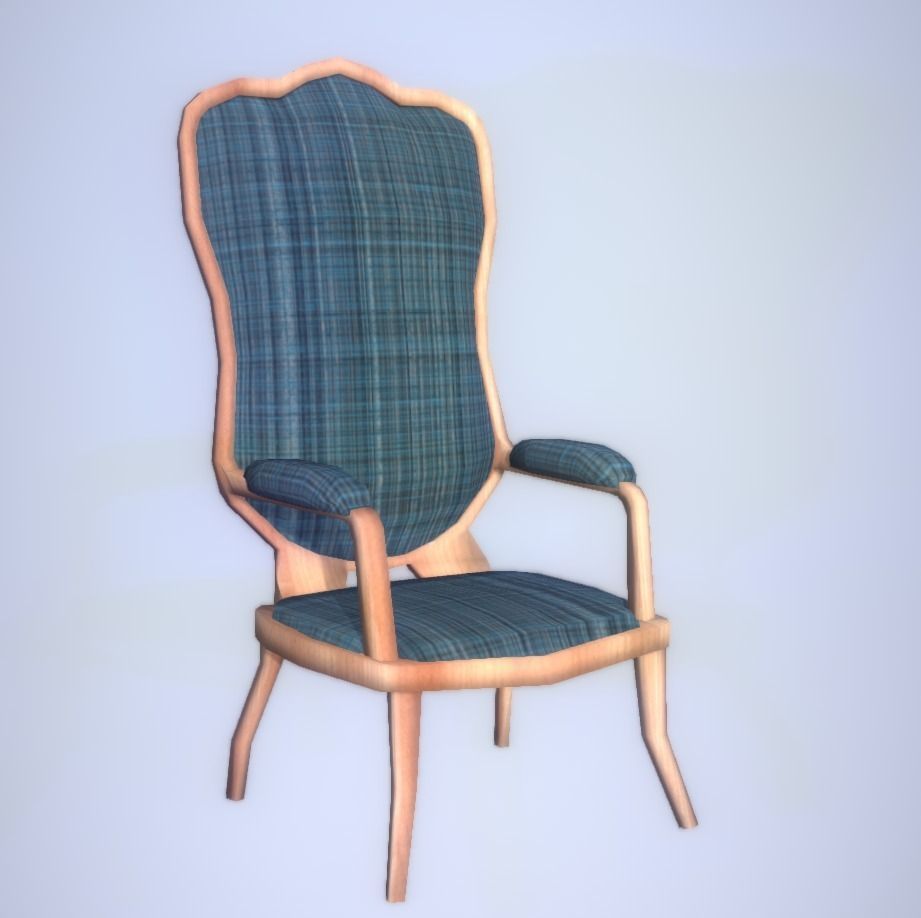Low-Ploy Antique Chair Editorial License Low-poly 3D model_0