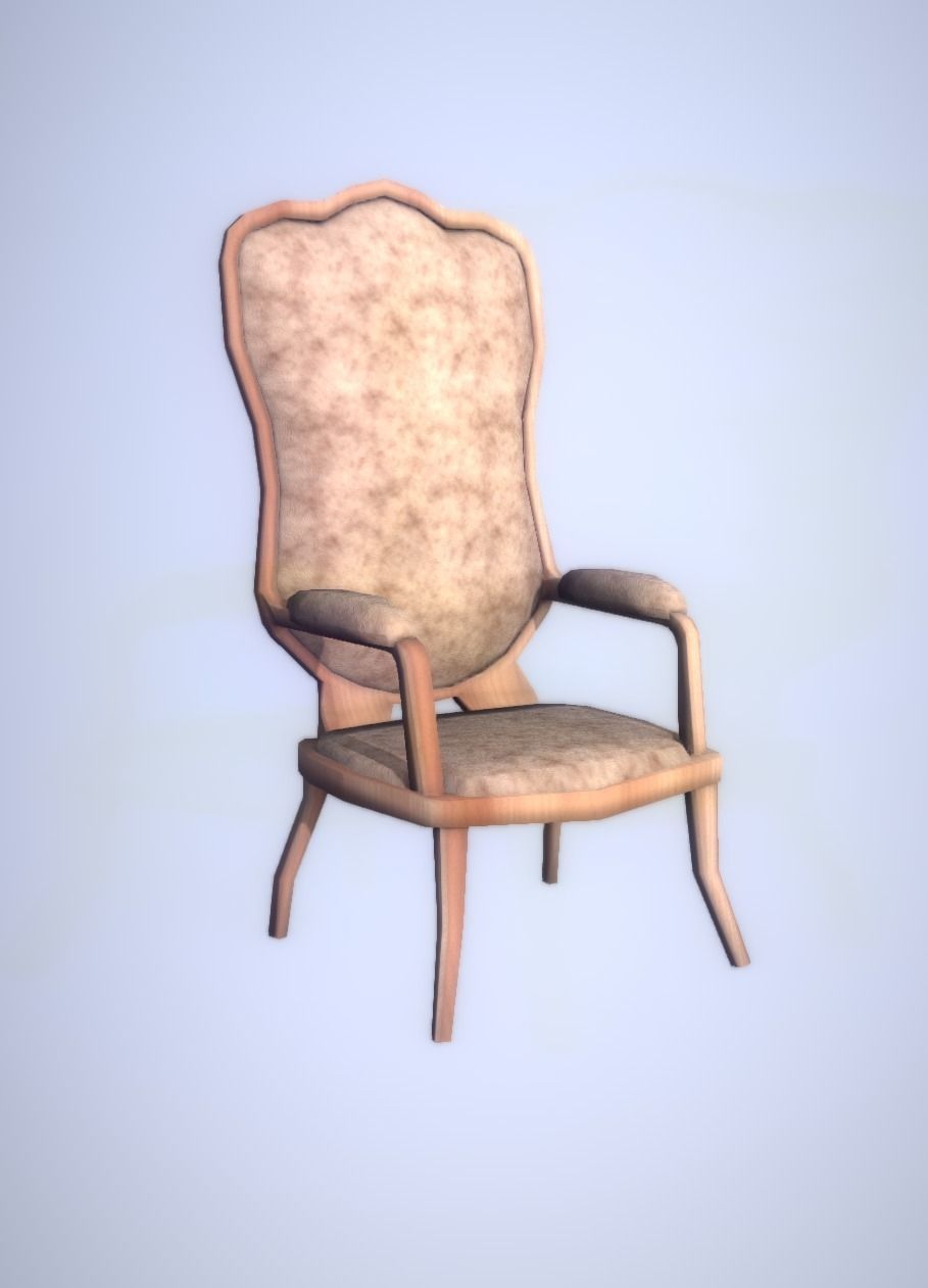 Low-Ploy Antique Chair Editorial License Low-poly 3D model_3