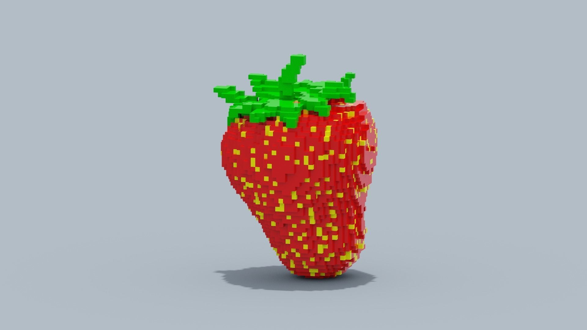 Voxel Strawberry  Low-poly 3D model_7
