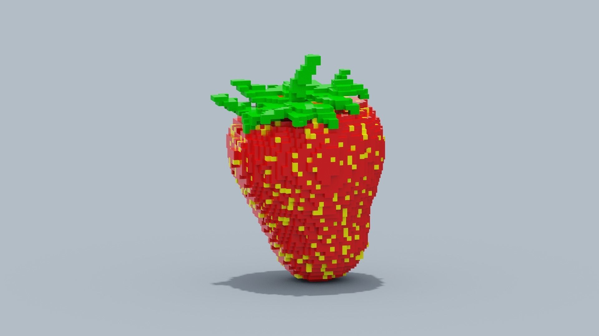 Voxel Strawberry  Low-poly 3D model_6