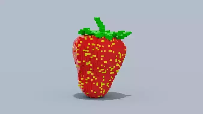 Voxel Strawberry  Low-poly 3D model