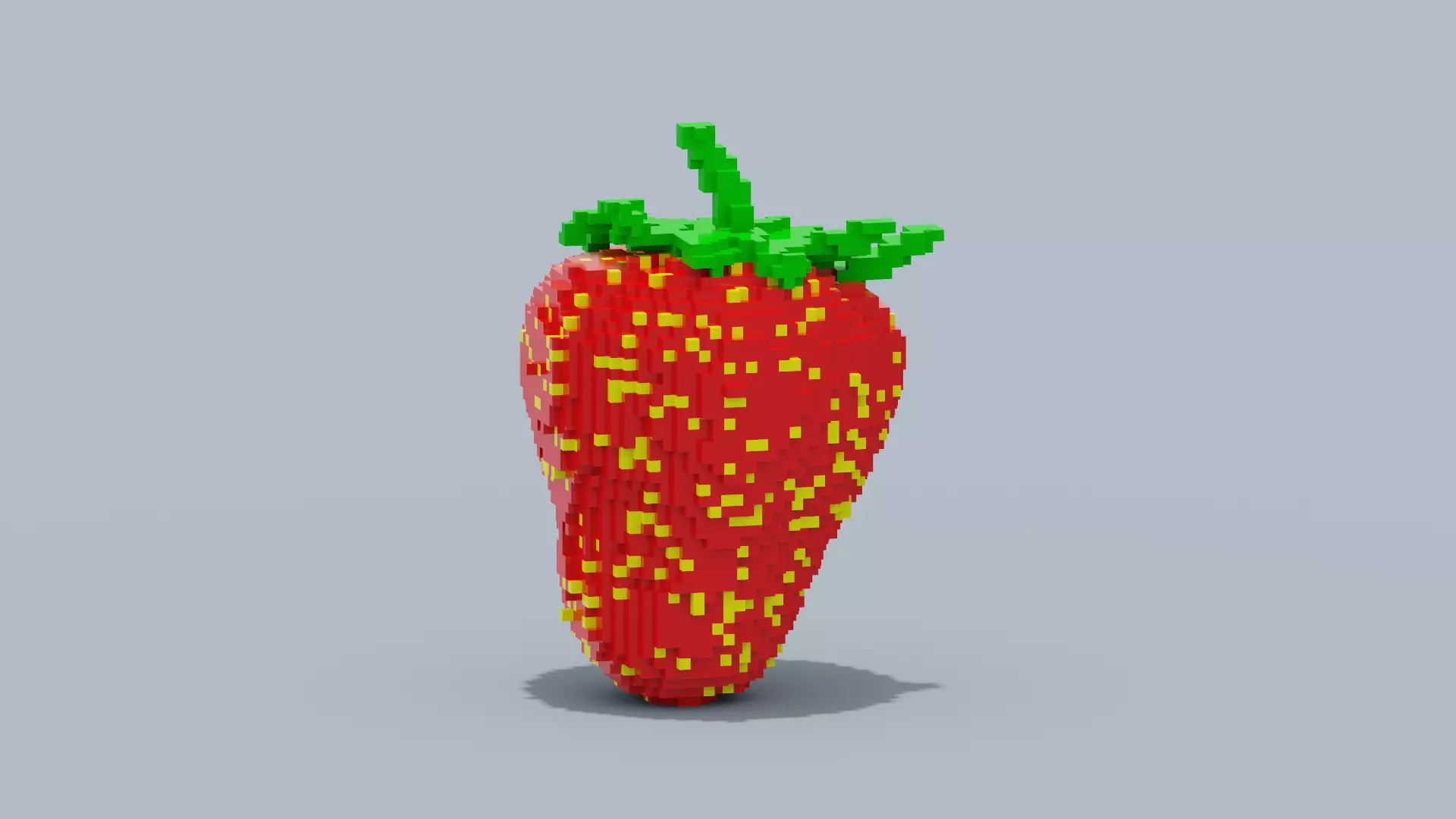 Voxel Strawberry  Low-poly 3D model_0