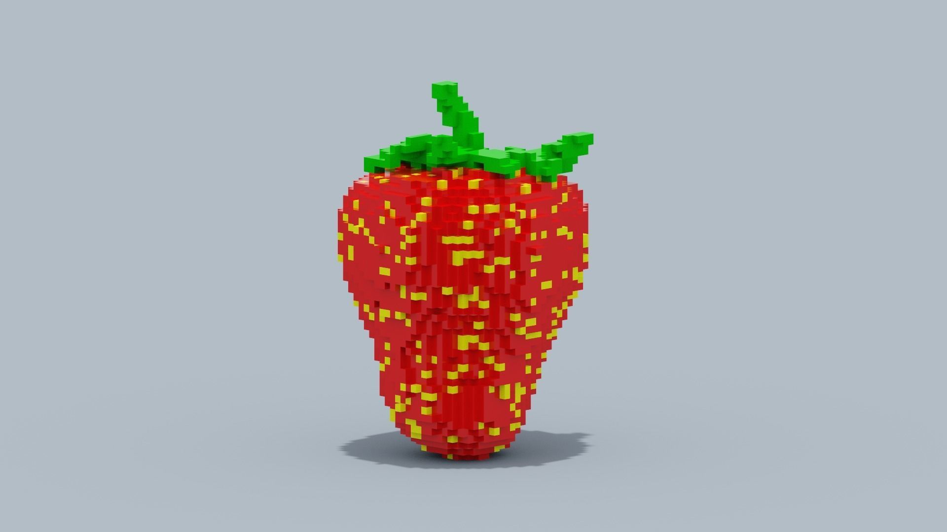 Voxel Strawberry  Low-poly 3D model_11