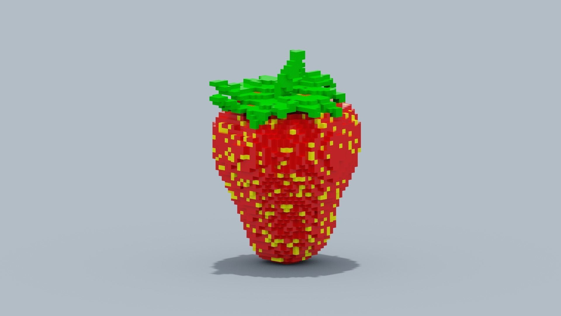 Voxel Strawberry  Low-poly 3D model_5