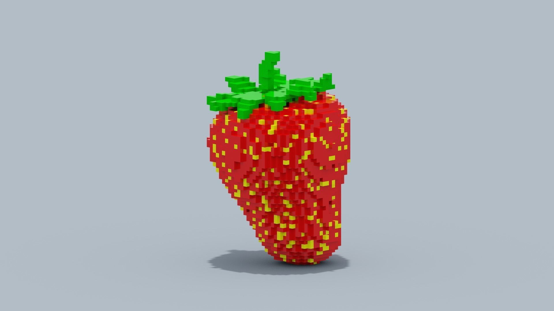 Voxel Strawberry  Low-poly 3D model_8