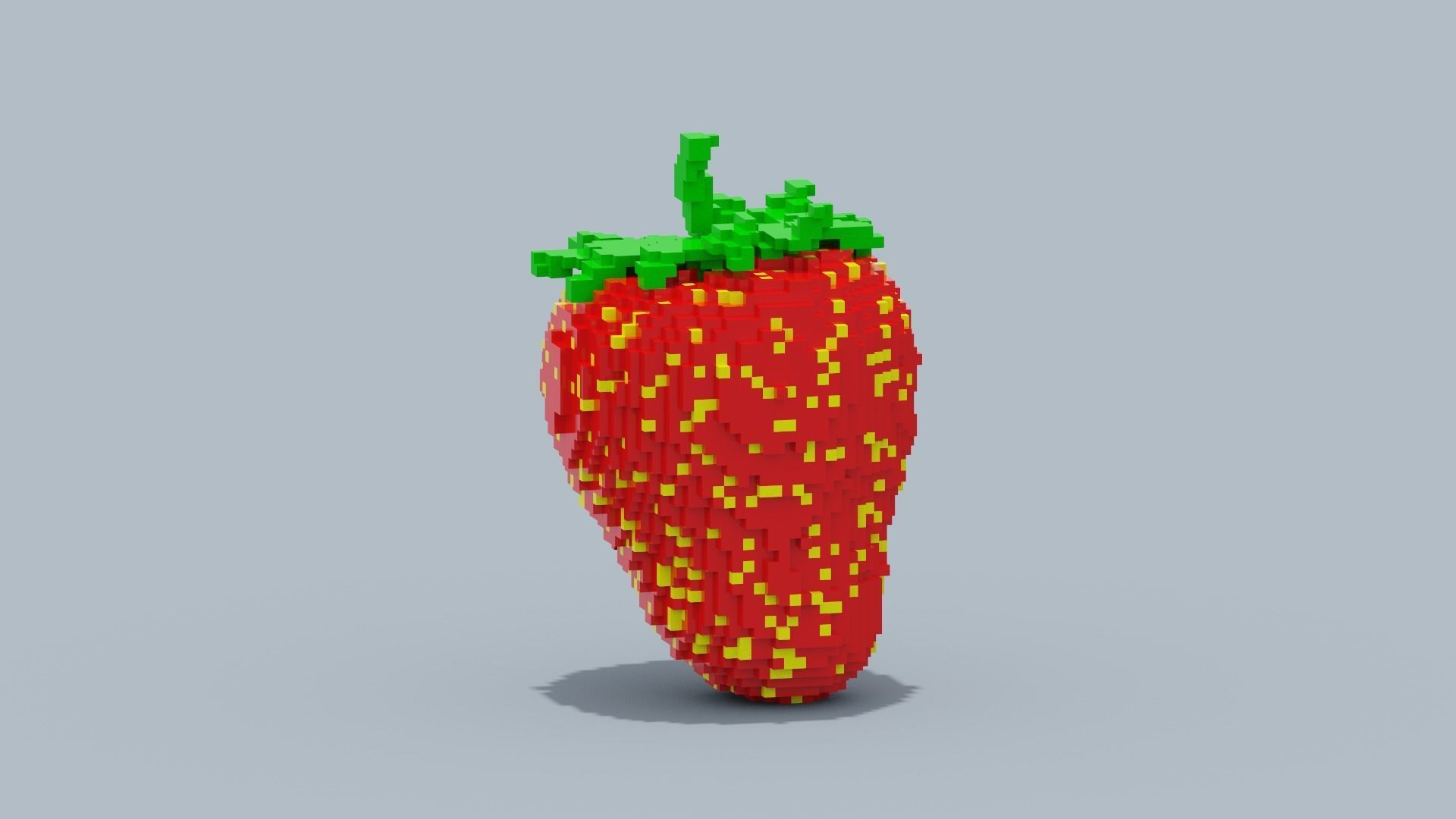 Voxel Strawberry  Low-poly 3D model_9