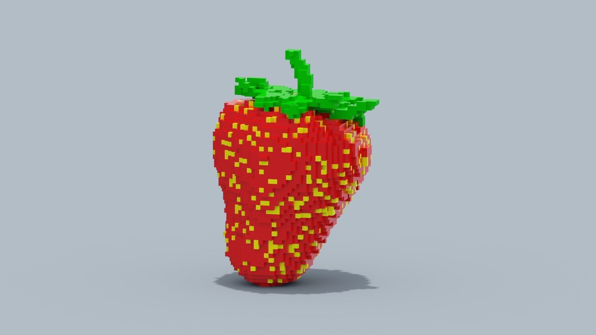Voxel Strawberry  Low-poly 3D model_1