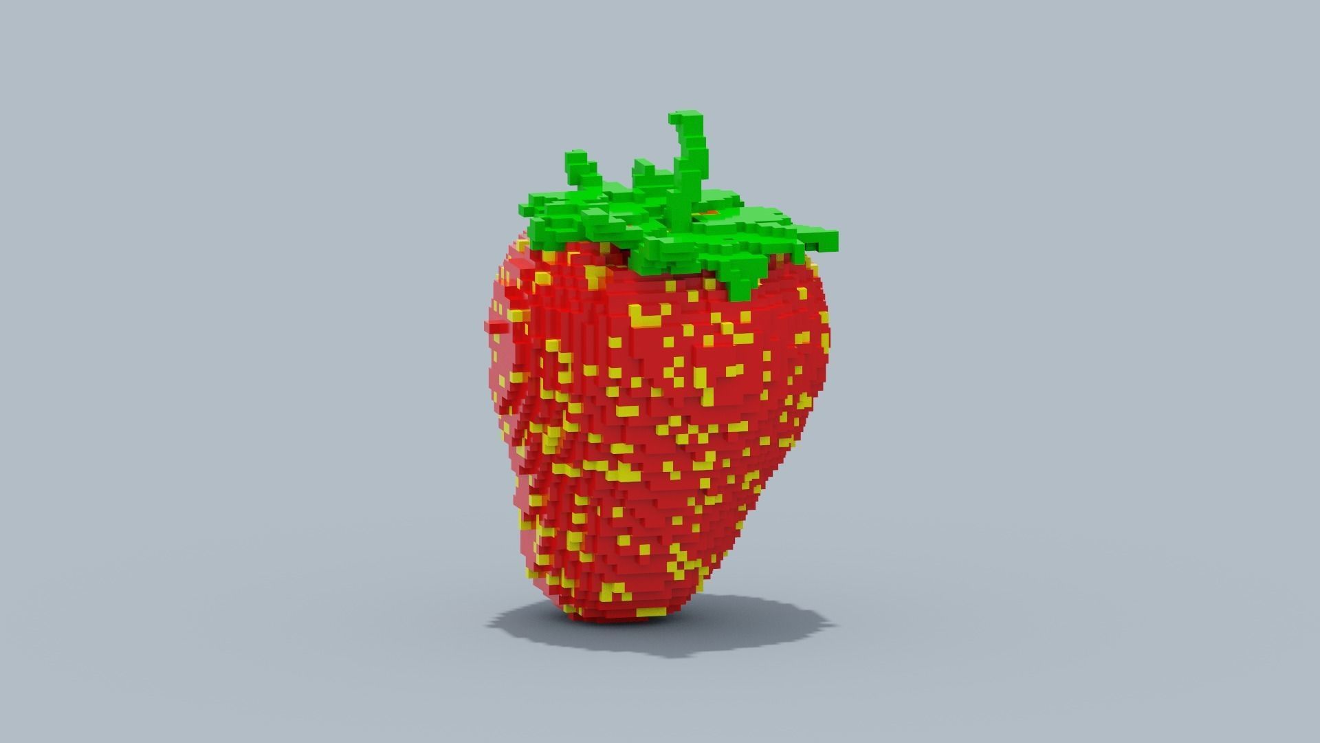 Voxel Strawberry  Low-poly 3D model_3