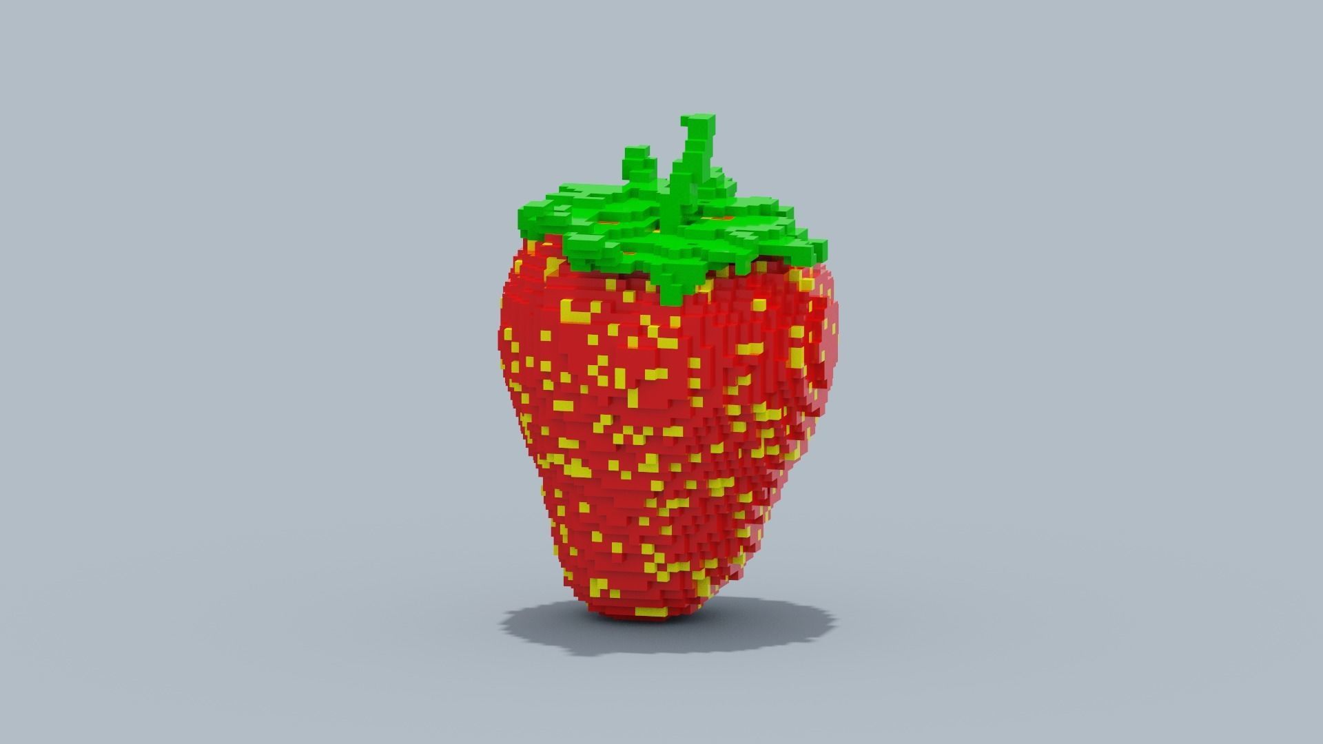 Voxel Strawberry  Low-poly 3D model_4