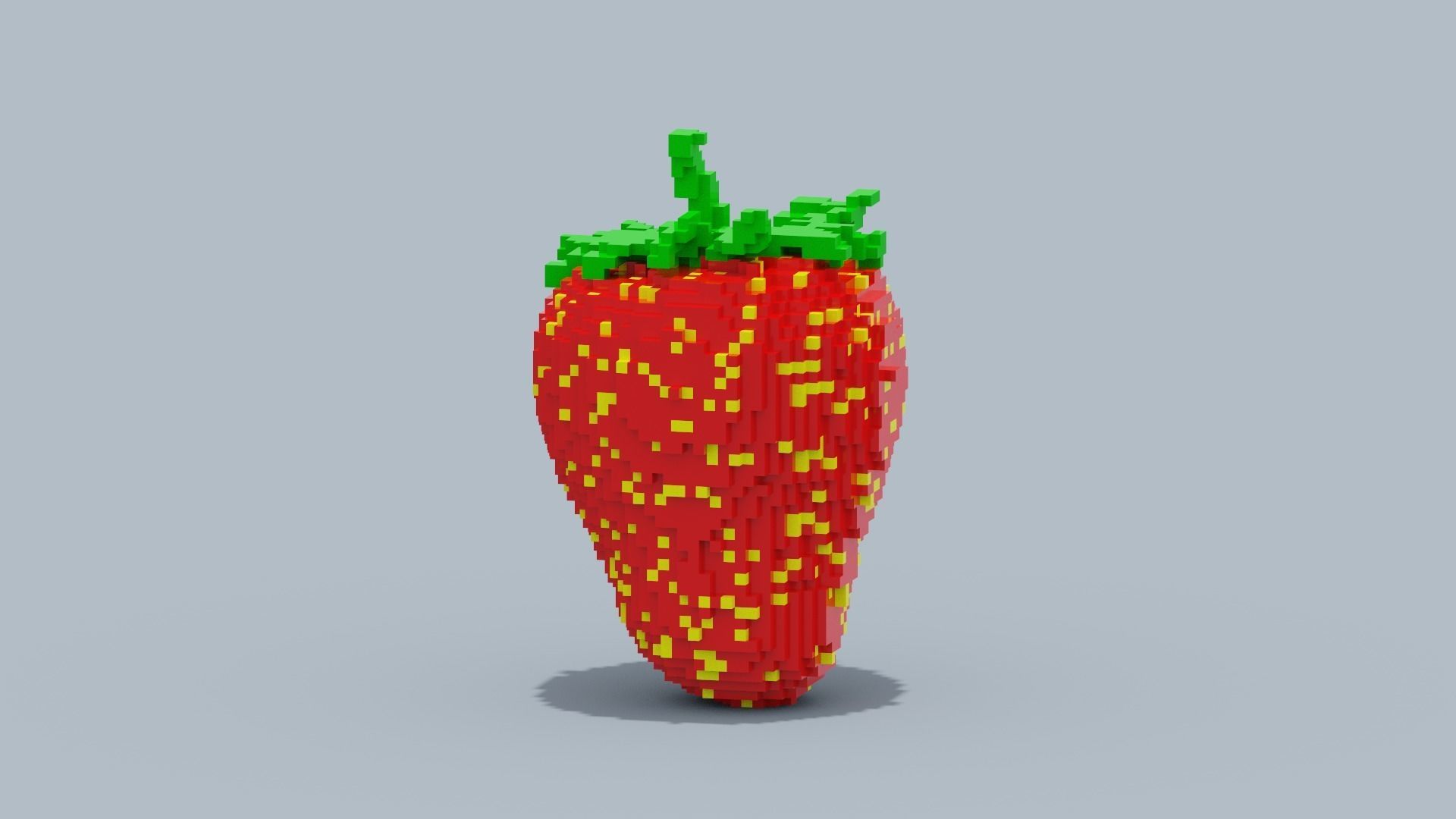 Voxel Strawberry  Low-poly 3D model_10