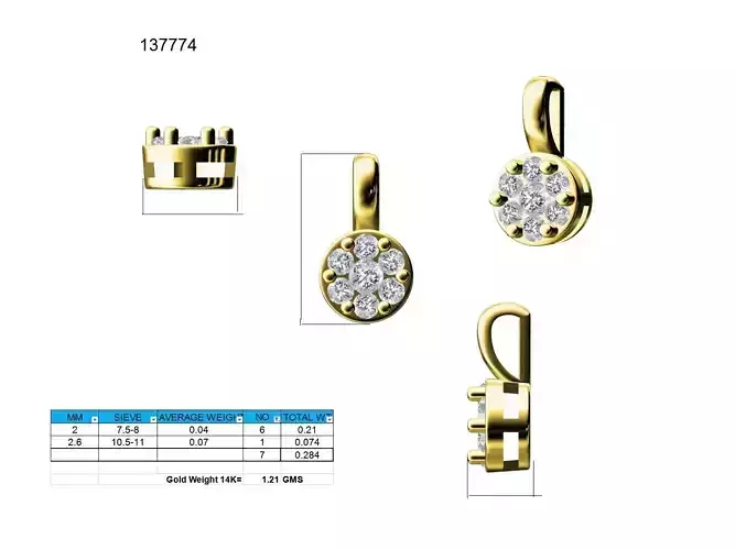 Women solitaire pendant 3dm stl jcd render details 