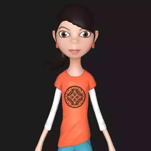 Stylized Teen Girl Low-poly 3D model