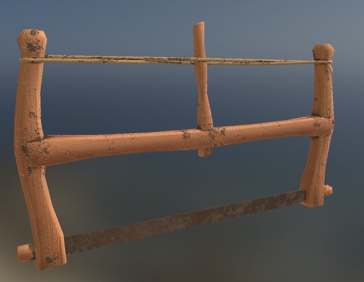 Low-Poly Saw Medieval Viking Editorial License Low-poly 3D model_1