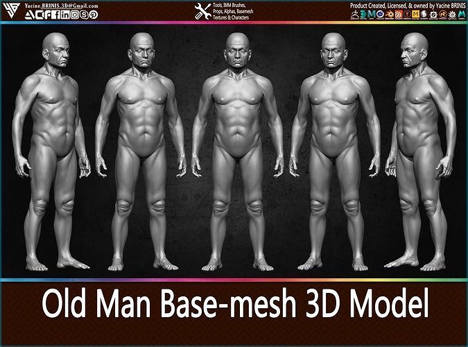 Old Man Base-mesh 3D Model Low-poly 3D model