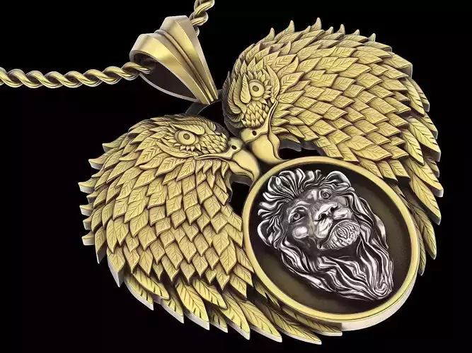Eagle lion pendant  gold  jewelry printable 