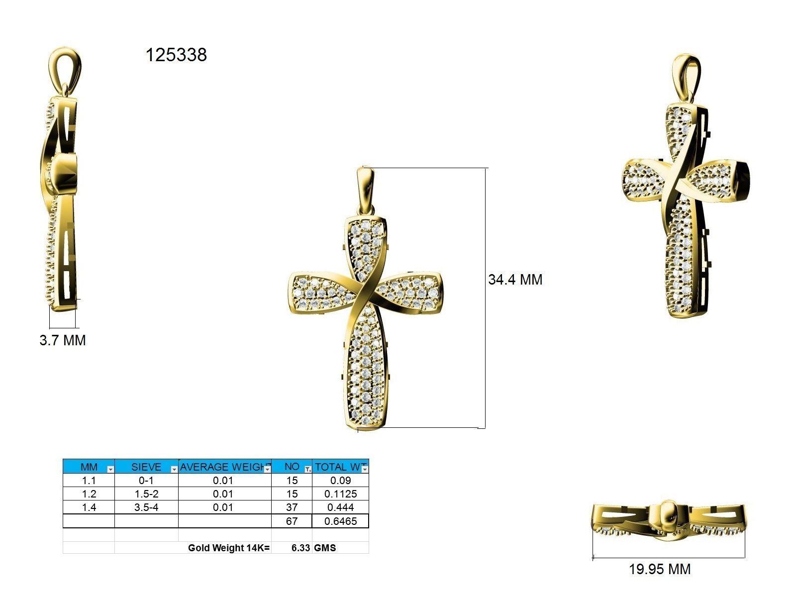 diamond cross pendant 3dm stl jcd render details  3D print model_9