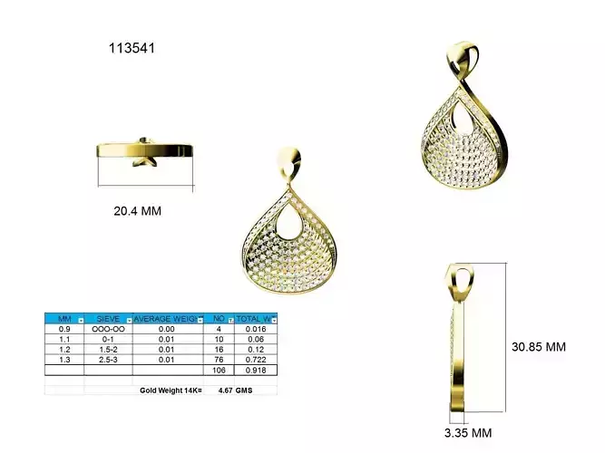 fancy dimond cluster pendant 3dm stl jcd render details 