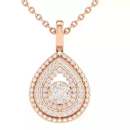 Solitaire women tear shape pendant 3dm stl jcd render details 