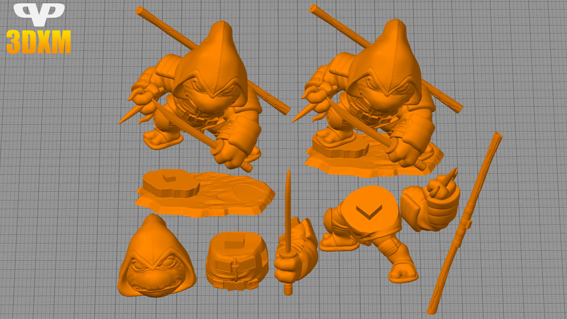 Last Ronin Michelangelo Chibi STL for 3D Printing ChibiSTL 3DXM 3D print model_1