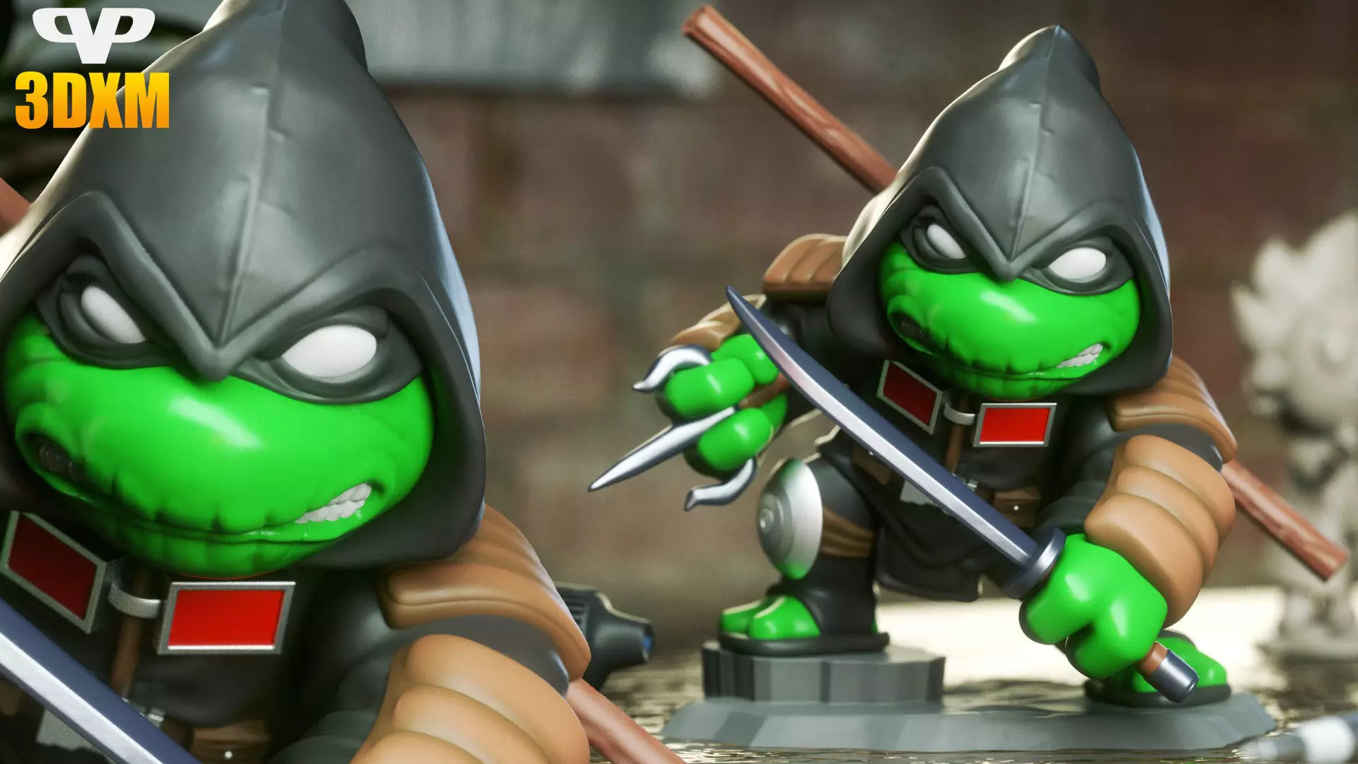 Last Ronin Michelangelo Chibi STL for 3D Printing ChibiSTL 3DXM 3D print model_0